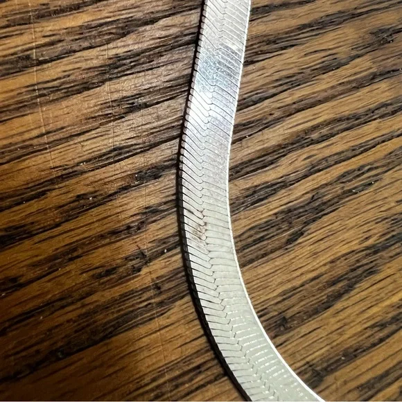 Vintage 925 Silver Herringbone Necklace Bracelet Set - Picture 10 of 11